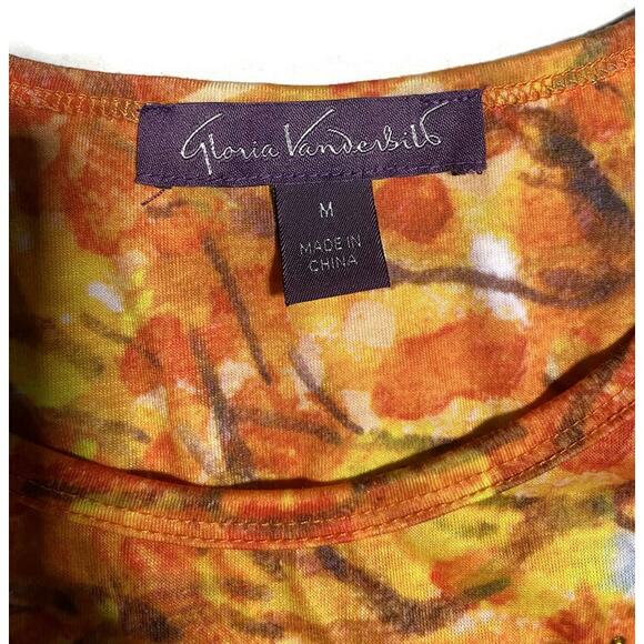 Gloria Vanderbilt Women's Medium Top Rhinestones in Trees Fall Farm Scene - Picture 3 of 7